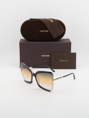 Tom Ford FT0766 03B Gia Butterfly Sunglasses - Black\Green-Amber Gradient